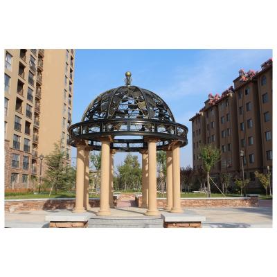 China Easily Compiled Ornamental Outdoor Steel Gazebo Designs Wrought Iron Garden Pergola Iron Roof Dome Designs for sale