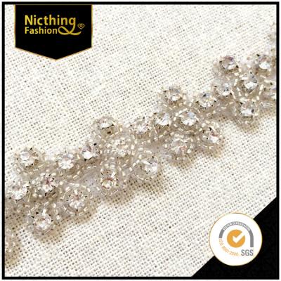 China flatback 2016 silver pearl hotsale rhinestone/wholesale bling crystal decorative faux stone trimmings for brida NRT041 for sale