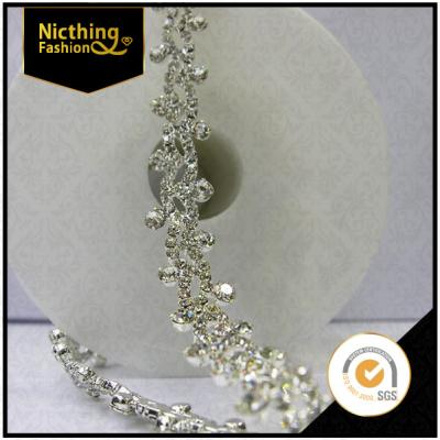 China High Quality Class A Pointback Diamond Rhinestone Dressing Chain Balancing Headband Bridal Rhinestone Cup Crystal Chain NRC002 for sale