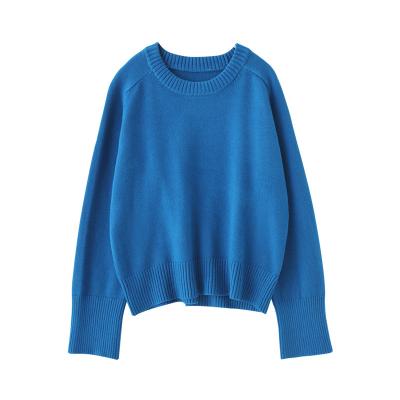 China Anti-Wrinkle OEM Winter Luxury Casual Round Neck Long Sleeve Plus Size Knitted Oversized Wool Ladies Pullover Sweater For Women for sale