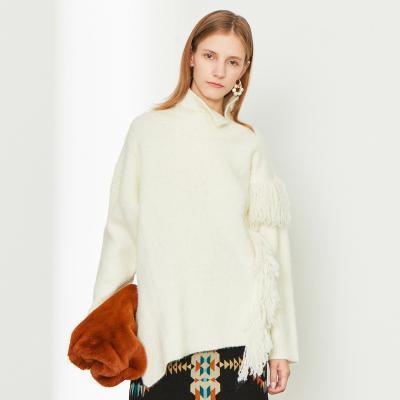 China 2021 new Anti-wrinkle autumn winter custom cashmere knit pullover long sleeve plus size turtle neck women sweater with tassel for sale