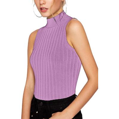 China QUICK DRY Women's Sleeveless Slim Neck Top Knit Sweater Sweater Stretch T-shirt Vest Base Factory Customized Wholesale Price for sale