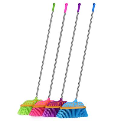 China Custom Size Home Logo Best Color Style Dust Plastic Broom Brush With Long Handle for sale