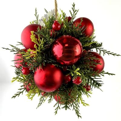 China Decoration Christmas Ornaments with Silver Flowers Artificial Berry Christmas Ball Silver Flowers Ornament for sale