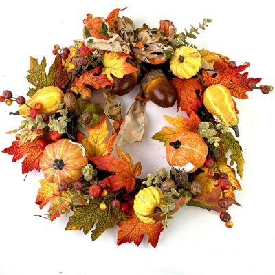 China High Quality Hot Sale Decoration Amazon Vine Braids Artificial Pumpkin Christmas Wreath For Door Home Decor for sale