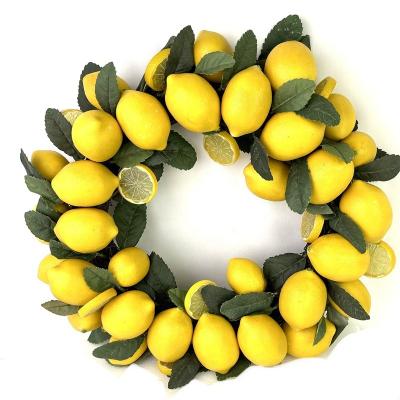 China Lemon Decoration Front Door Home Wall Hanging Lemon Wall Hanging Garland Wreath Simulation Artificial Flower Decoration Decorations for sale