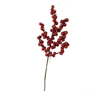 China Decoration Simulation High Glitter Red Berries Picks For New Year Decoration for sale