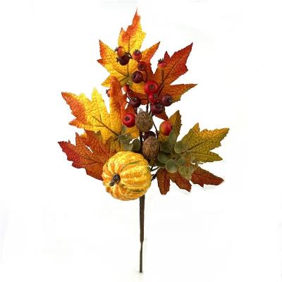 China 2022 Direct Selling Good Quality Artificial Maple Leaf Berry Sorghum Branch For Home Decoration for sale