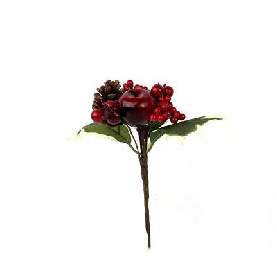 China Christmas Decoration Hand Made Picks Berry Artificial Fruit Apple Branch for Winter Holiday Decorations for sale