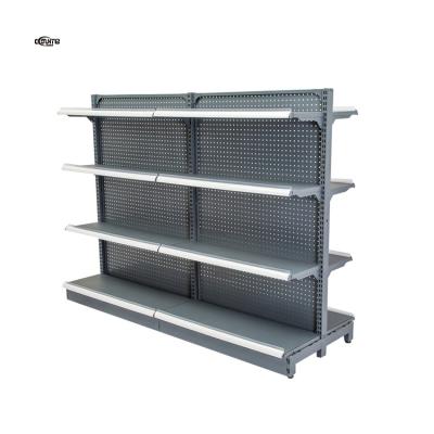 China 2022 Double Sides Latest Design Supermarket Shelves Modern Layout Shelves For Food Goods for sale