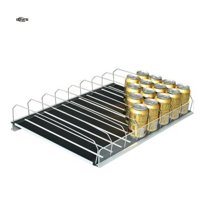 China Single Sided High Quality Smart Gravity Fed Roller Shelf Bottle Display Roller Shelf Lifter For Fridge Cooler Slides for sale