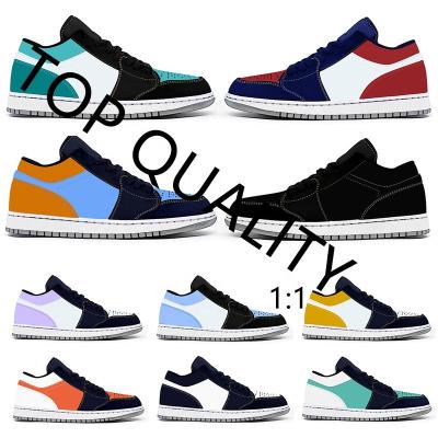 China Cushioning Custom Air AJ1 Logo Factory Casual Sneakers High Quality Original Retro Low Genuine Leather Men's Skateboarding Shoes for sale