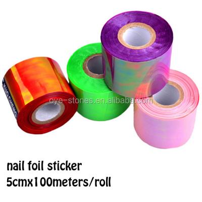 China Cut into pieces and put on tips factory direct sales excellent quality 5cmx100meters/roll nail foil sticker for sale