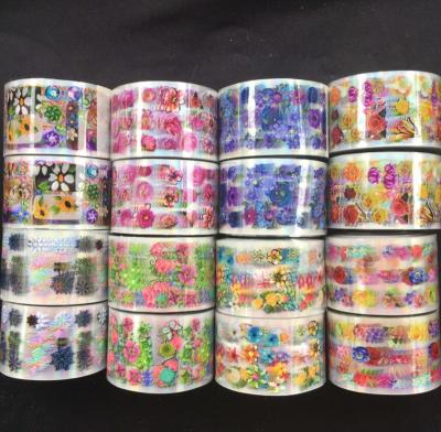 China PET nail art foil sticker, flower pattern sticker, 4cmx120m for sale