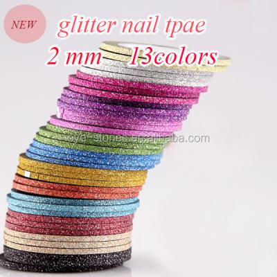 China Factory Direct Sales Excellent Quality Adhesive Sticker Glitter 2mm Nail Tape New Line, Frosted Color for sale