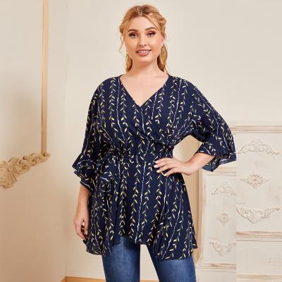 China Muslimah Chiffon QUICK DRY fishtail blouse plus size floral blouse women designer ladies shirts korean women's blouse for sale