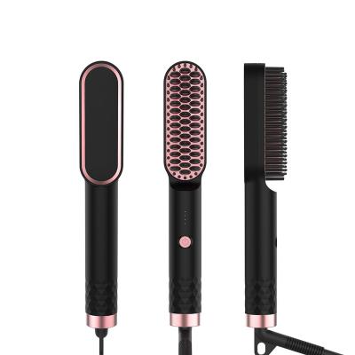 China Adjustable Heat Settings Hair Brush Portable Hair Straightener Hair Brush Straightener For Men for sale