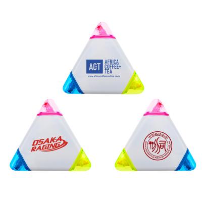 China Hot Cool Popular Triangular Shape Magic 3 Ink Colors Highlighter Bar Pens With Logo Custom for sale