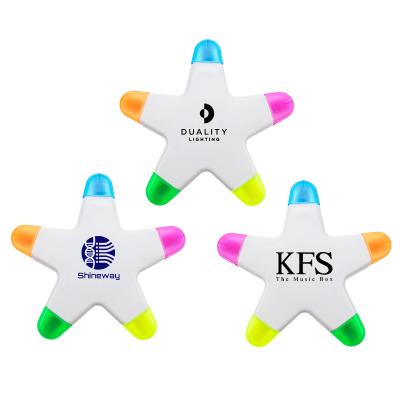 China Cool Custom Shape Art Marker Pens Set Starfish Logo Highlighter Bar Office Stationery Colorful Plastic for sale