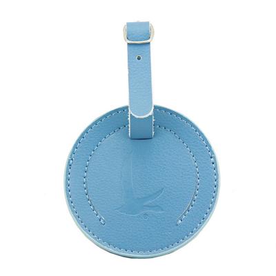 China Two Double Pocket Logo Made Round Leather Travel Airplane Expandable Custom Luggage Tag Promotional Products Travel Gifts for sale