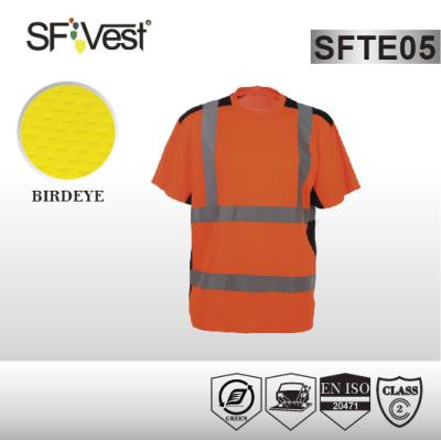 China EN ISO 20471 Safety reflective t-shirt  high vis polyester clothing  with navy color combination for sale