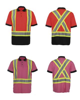 China CLASS 2 High vis clothing Reflective Safety Shirts with elastic rib collar and cuff for sale