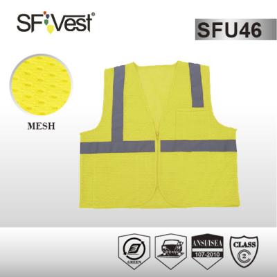 China 5 point breakwear safety workwear 100% polyester mesh reflective safety vest with 3M reflective tape and zipper front for sale