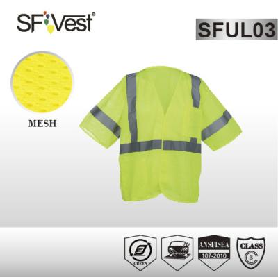 China ANSI / ISEA 107 traffic warning reflective safety hi vis workwear with short sleeve and pockets for sale