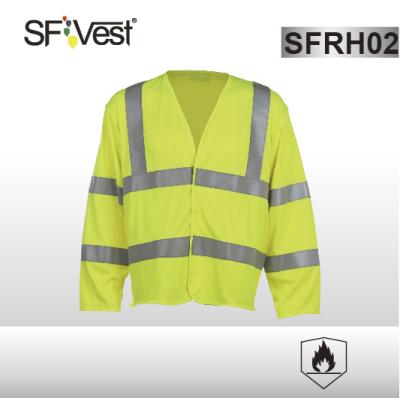 China Long sleeve safety vest Flame resistant clothing FR HI VIS with 5cm reflective tape EN ISO 20471 ISO 11612 for sale