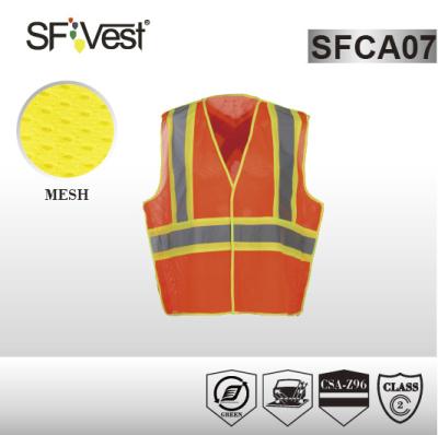 China Hi Vis reflective safety vest CSA  Z 9609 with reflective tape on contrasting tape 5 point breakaway for sale