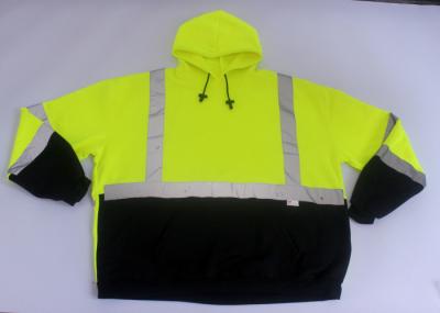 Cina La maglia con cappuccio del vello di forza della sicurezza ciao, abbigliamento riflettente della sicurezza con il kangroo inferiore del nastro quello riflettente di 3M intasca in vendita