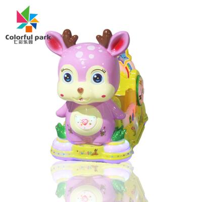 China Colorful Commercial Guangzhou Park Entertainment Children Pink Deer Swinging Machine Automatic Rocking Car for sale