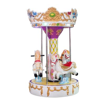 China Plastic kiddie 3 player horse racing amusement park rides carousels for sale