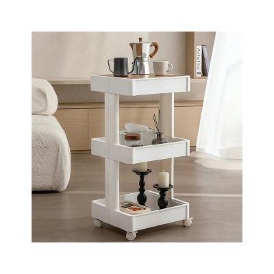 China Modern Plastic 4 Tiers Multifunctional Spoke Storage Garden Cart With Wheel Hand Push Small Family Storage Removable Racks for sale