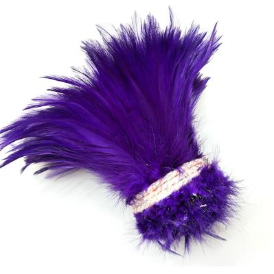 China Decorations wholesale cheap colorful dyed strip rooster feathers 6-8 inch for decorations for sale