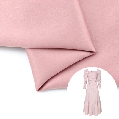 China Polyester spandex fabric material thick stretch satin imitation silk fabric for pajamas/dress/blouse for sale