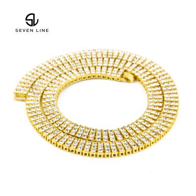 China Hot Sale 3 Hiphop Amazon Drain Mens Diamond Cuban Chain Zinc Alloy Hip Hop Tennis Necklace for sale