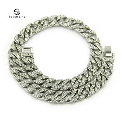 China Hiphop Fashion Jewelry CZ 14k Gold Plated Chain Mens Icy Cuban Chain for sale