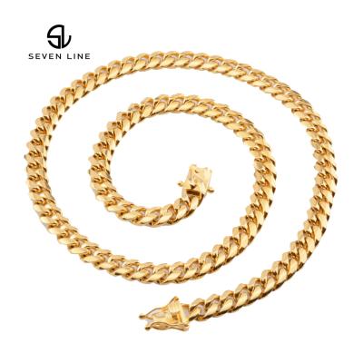 China Hip Hop Trendy Mens Hiphop Necklace Stainless Steel Tap Chain Cuban Buckle Necklace for sale