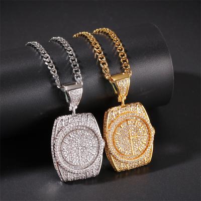 China European and American Dial Zircon Personality Hip-Hop Pendant Manufacturers Wholesale Customizable Watch Pendants for sale