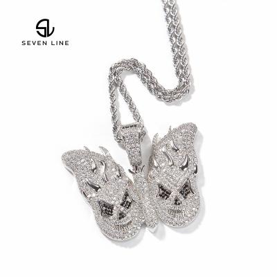 China FASHIONABLE unisex copper Zircon Zircon necklace flame hip-hop European and American butterfly pendant inlaid jewelry for sale