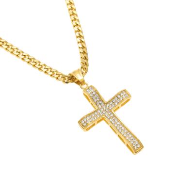 China New Hot Selling Hiphop Full Diamond Micro Inlaid Exquisite Stainless Steel Cross Pendant Hip Hop Jewelry Wholesale for sale