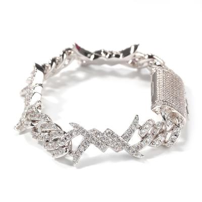 China FASHIONABLE Cuban wild chain metal chain Zircon personality thorny wire bracelet can be customized for sale