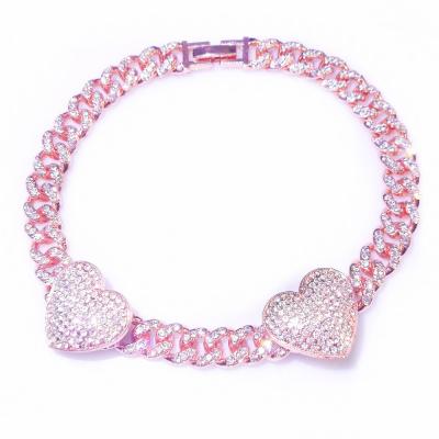 China New Fashion Hiphop Girls 8mm Diamond Row Shiny Bracelets Simple Heart-shaped Bracelet Accessories for sale