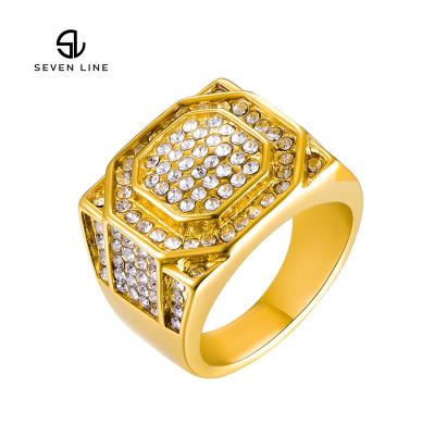 China Roche Ring Stainless Steel Ring Wholesale Hip Hop Diamond Gold Men's Geometric Titanium Steel TRENDY for sale