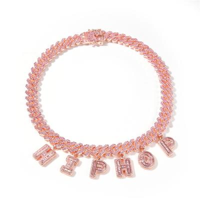 China Hiphop New Product Fashion 12mm Band Pink Letter Couples Personality Spiky Cuban Chain Anklet for sale