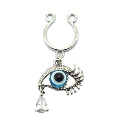 China Nipple Ring Factory Spot Ring Nail Water Drop Zircon Nipple Eye Clip Hiphop Devil's Eye Nipple Clip for sale