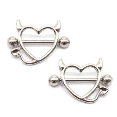 China Small Devil Hiphop Breast Ring Small Breast Tail Breast Stud Heart Shaped Human Body Piercing Jewelry Manufacturers In Stock for sale