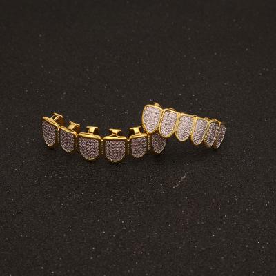 China Hiphop Customized Hip Hop Big Gold Braces Toasting Pink Zircon Ties Men's Trendy Cool Jewelry for sale