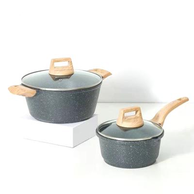 China Sustainable ready to ship kitchen ware aluminum die casting cookware pans and pots sets daily use for sale